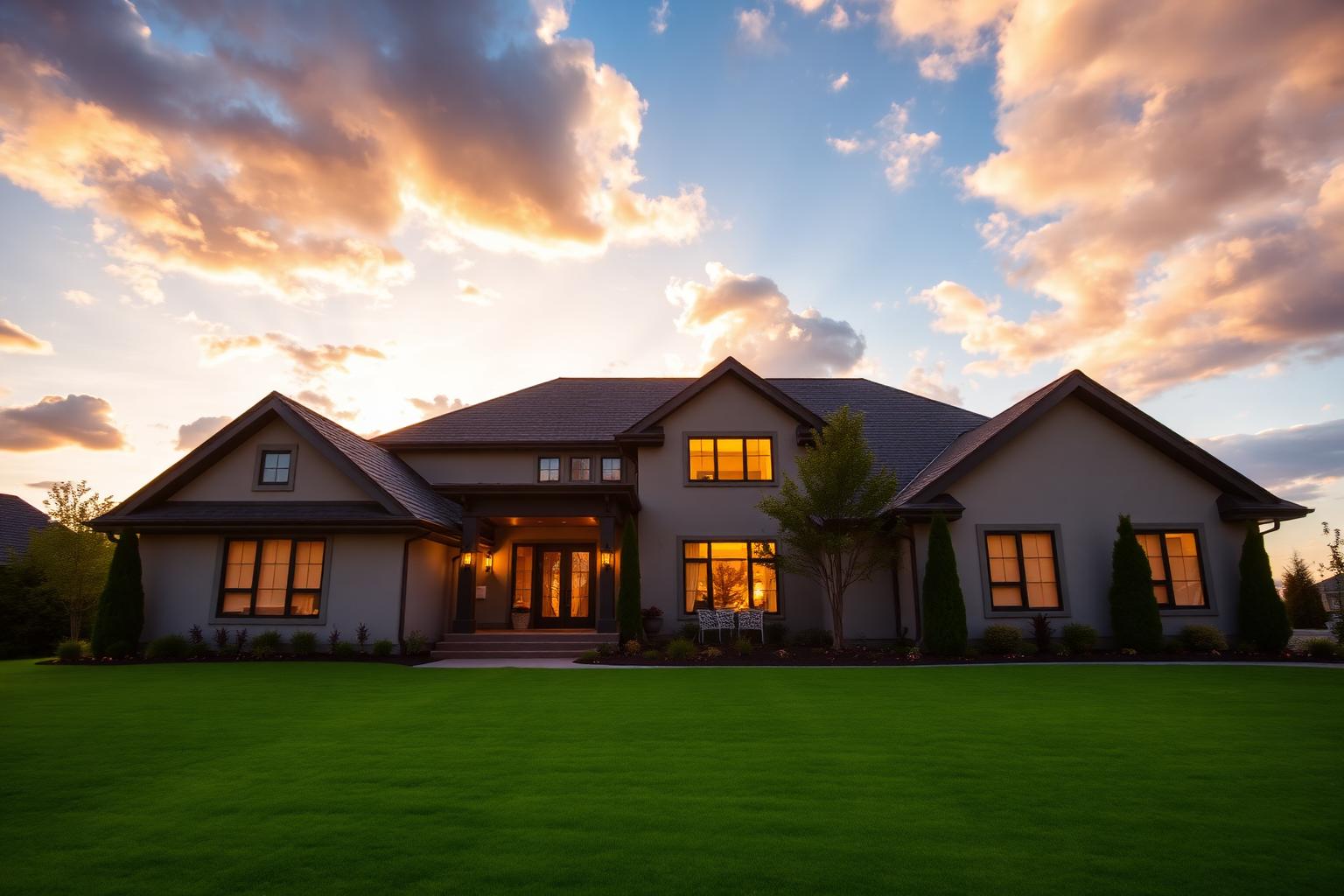 Edited real estate listing photo at golden hour